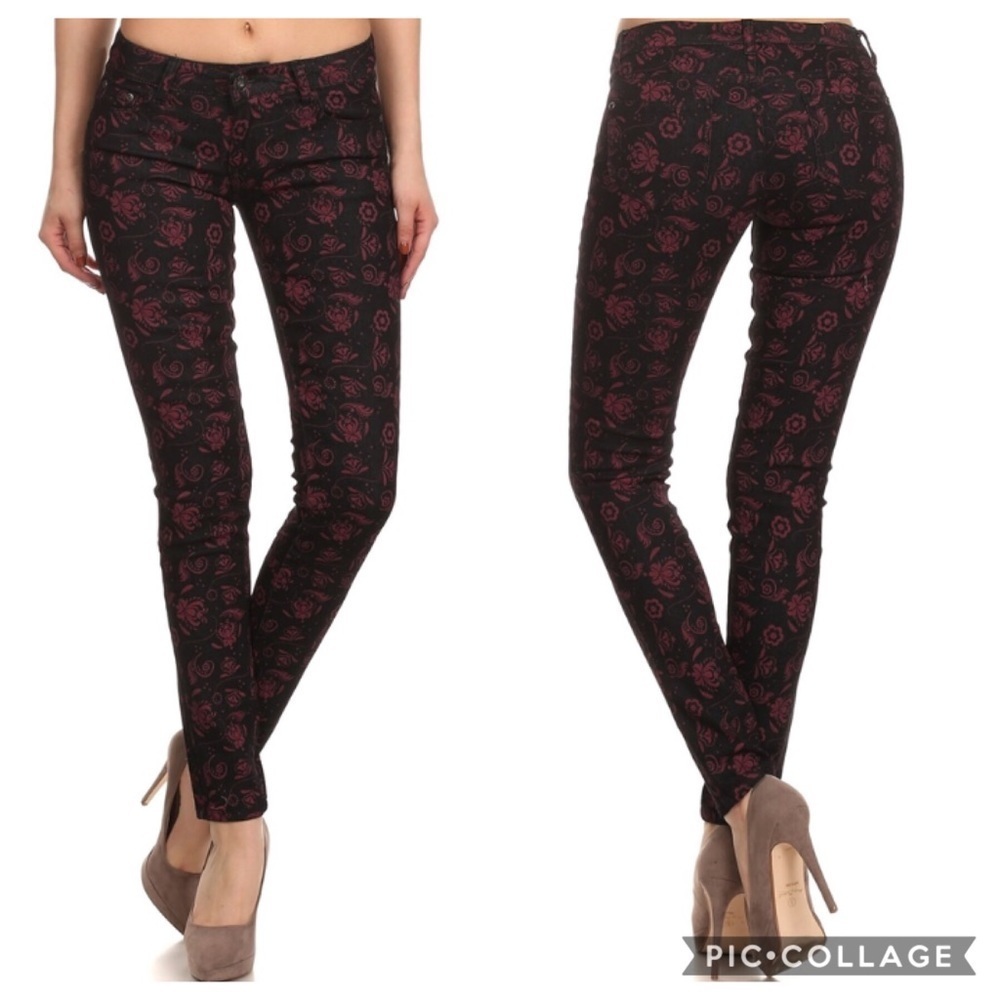 Fave Black Print Jeans Size 7